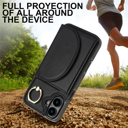 For iPhone 16 Plus Case RFID Blocking Wallet Kickstand Leather + TPU Phone Cover