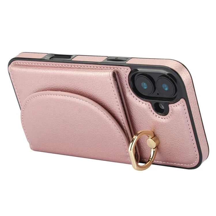For iPhone 16 Plus Case RFID Blocking Wallet Kickstand Leather + TPU Phone Cover