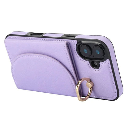 For iPhone 16 Plus Case RFID Blocking Wallet Kickstand Leather + TPU Phone Cover