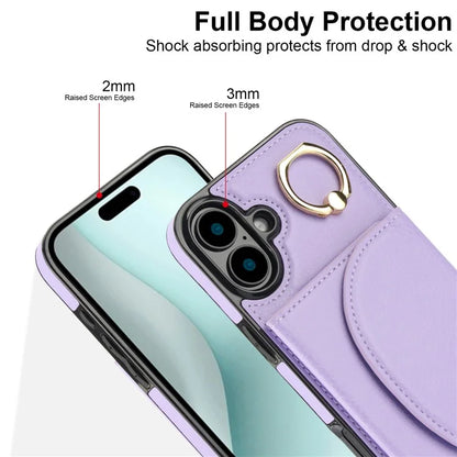 For iPhone 16 Plus Case RFID Blocking Wallet Kickstand Leather + TPU Phone Cover