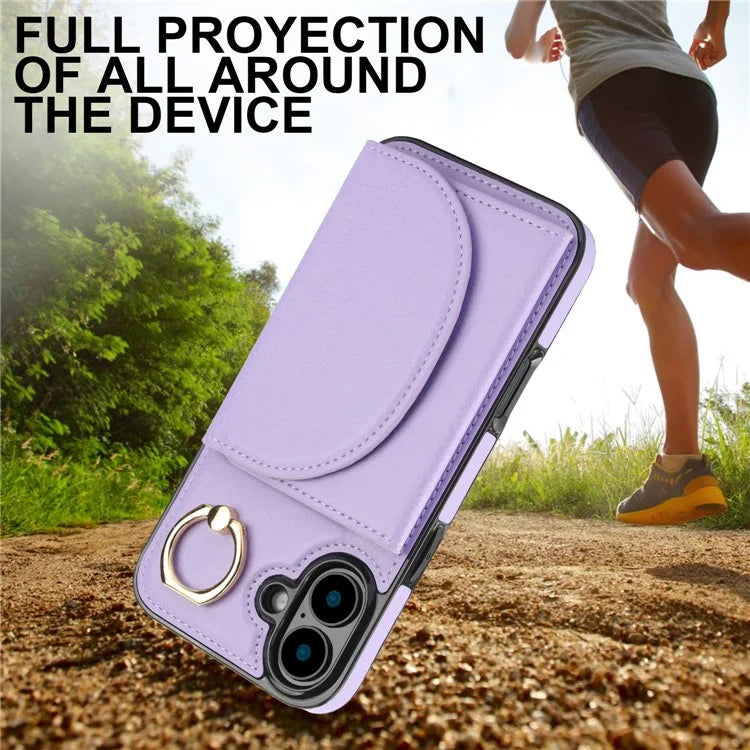For iPhone 16 Plus Case RFID Blocking Wallet Kickstand Leather + TPU Phone Cover