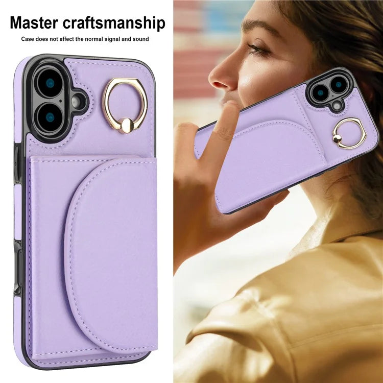 For iPhone 16 Plus Case RFID Blocking Wallet Kickstand Leather + TPU Phone Cover