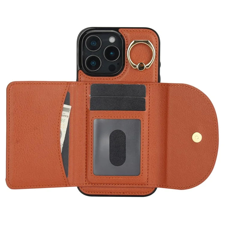 For iPhone 16 Pro Case RFID Blocking Wallet Kickstand Leather + TPU Phone Cover