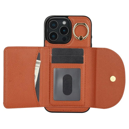 For iPhone 16 Pro Case RFID Blocking Wallet Kickstand Leather + TPU Phone Cover