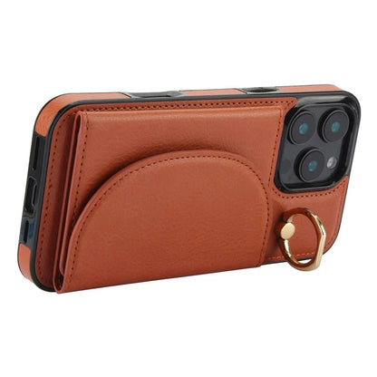 For iPhone 16 Pro Case RFID Blocking Wallet Kickstand Leather + TPU Phone Cover