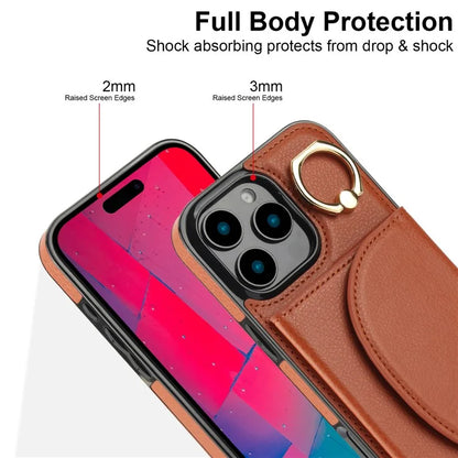 For iPhone 16 Pro Case RFID Blocking Wallet Kickstand Leather + TPU Phone Cover