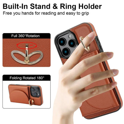 For iPhone 16 Pro Case RFID Blocking Wallet Kickstand Leather + TPU Phone Cover