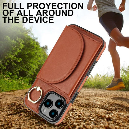 For iPhone 16 Pro Case RFID Blocking Wallet Kickstand Leather + TPU Phone Cover