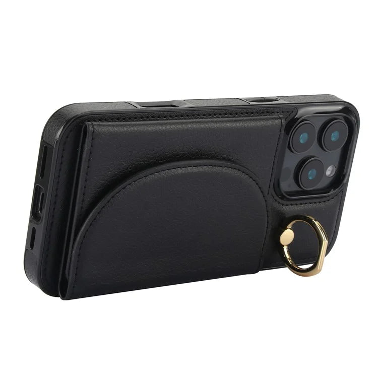 For iPhone 16 Pro Case RFID Blocking Wallet Kickstand Leather + TPU Phone Cover