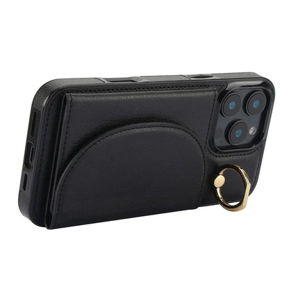 For iPhone 16 Pro Case RFID Blocking Wallet Kickstand Leather + TPU Phone Cover