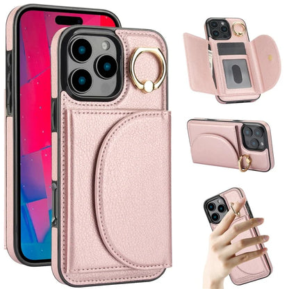 For iPhone 16 Pro Case RFID Blocking Wallet Kickstand Leather + TPU Phone Cover
