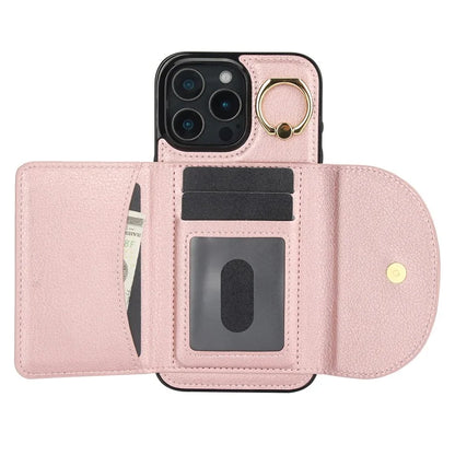 For iPhone 16 Pro Case RFID Blocking Wallet Kickstand Leather + TPU Phone Cover