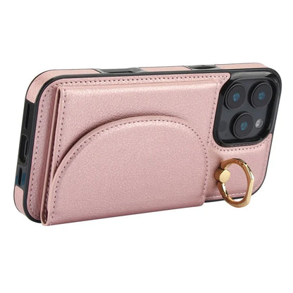 For iPhone 16 Pro Case RFID Blocking Wallet Kickstand Leather + TPU Phone Cover