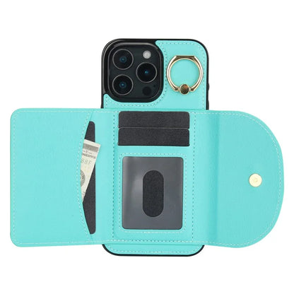 For iPhone 16 Pro Case RFID Blocking Wallet Kickstand Leather + TPU Phone Cover