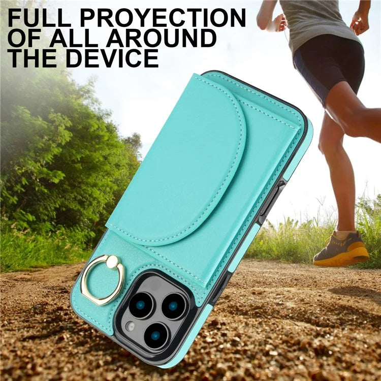 For iPhone 16 Pro Case RFID Blocking Wallet Kickstand Leather + TPU Phone Cover