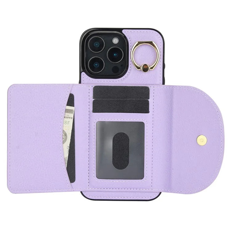 For iPhone 16 Pro Case RFID Blocking Wallet Kickstand Leather + TPU Phone Cover