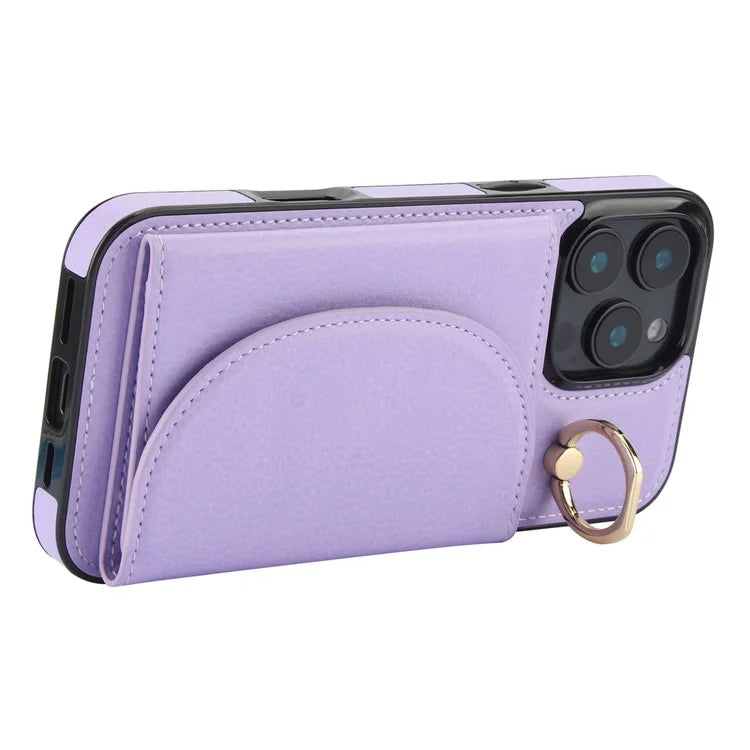 For iPhone 16 Pro Case RFID Blocking Wallet Kickstand Leather + TPU Phone Cover