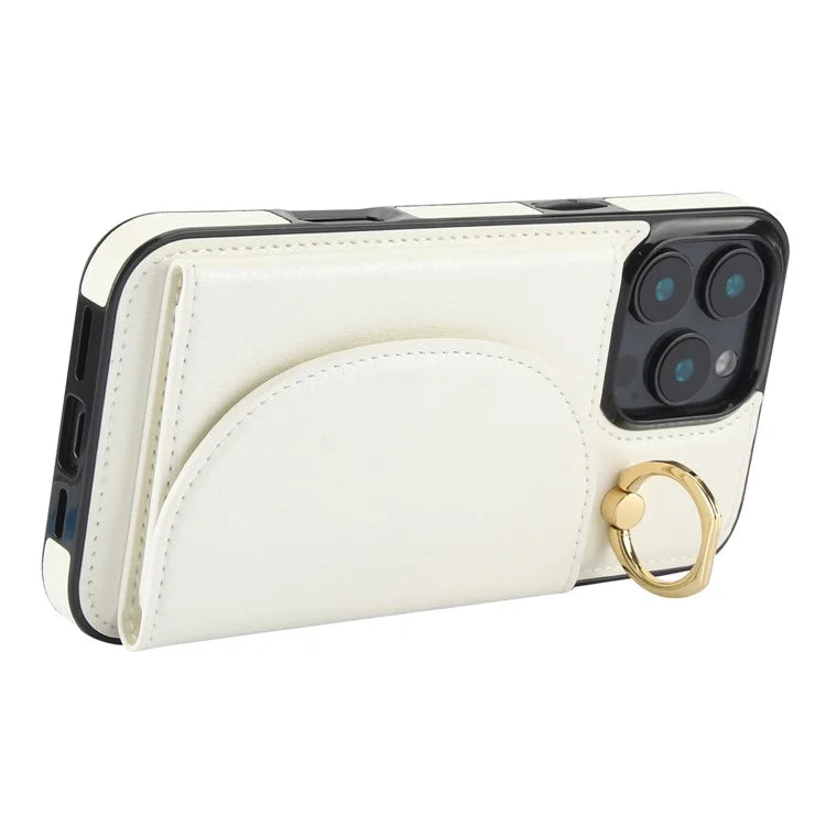 For iPhone 16 Pro Case RFID Blocking Wallet Kickstand Leather + TPU Phone Cover