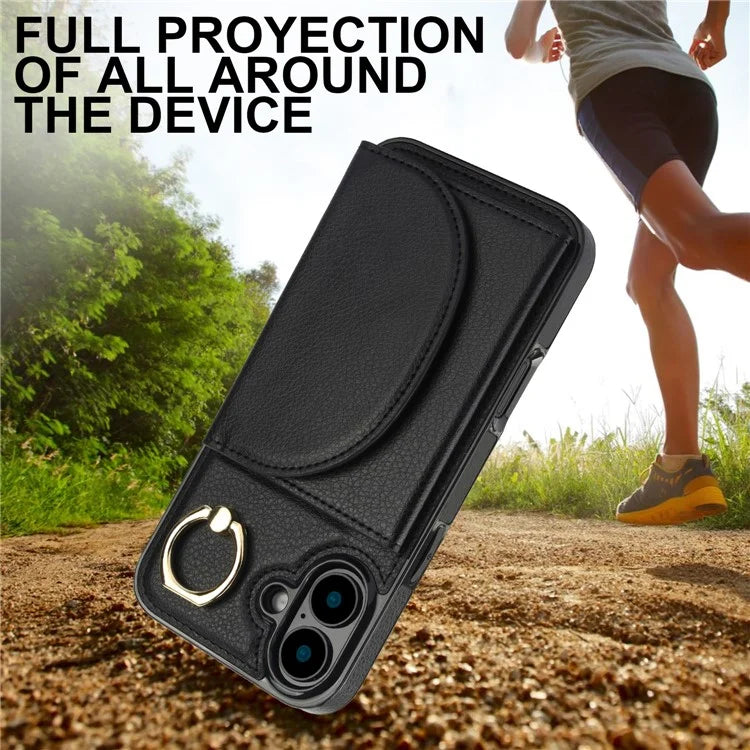 For iPhone 16 Case RFID Blocking Wallet Kickstand Leather + TPU Phone Cover