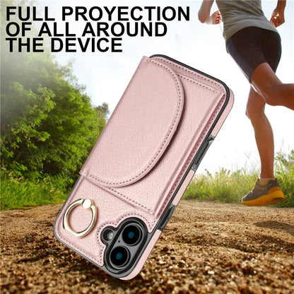 For iPhone 16 Case RFID Blocking Wallet Kickstand Leather + TPU Phone Cover