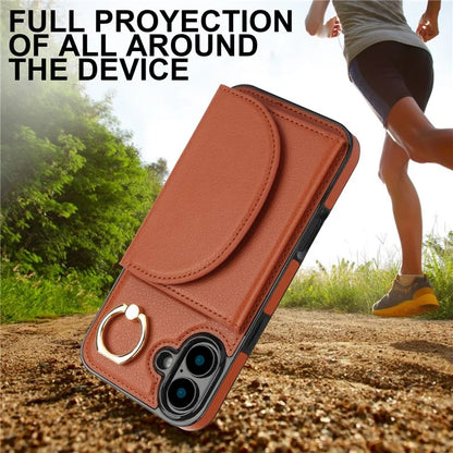 For iPhone 16 Case RFID Blocking Wallet Kickstand Leather + TPU Phone Cover