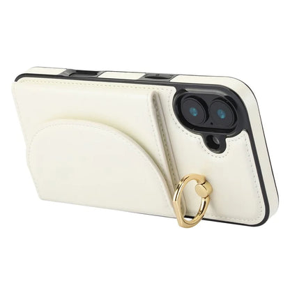 For iPhone 16 Case RFID Blocking Wallet Kickstand Leather + TPU Phone Cover