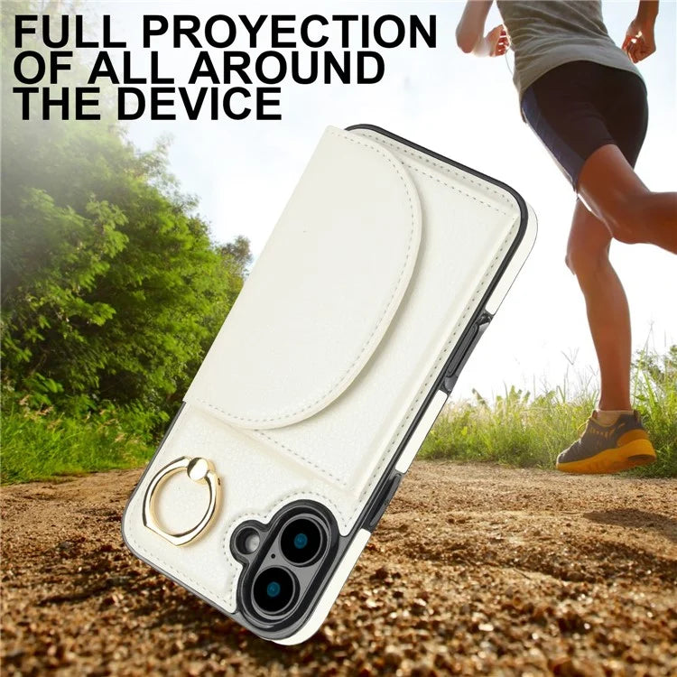 For iPhone 16 Case RFID Blocking Wallet Kickstand Leather + TPU Phone Cover