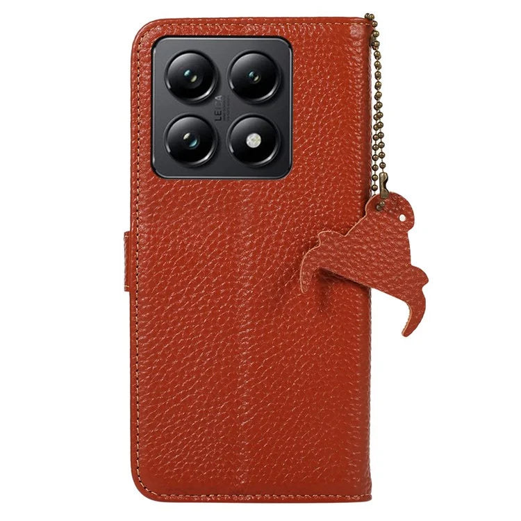 For Xiaomi 14T Pro Case RFID Blocking Litchi Texture Genuine Cow Leather Phone Cover