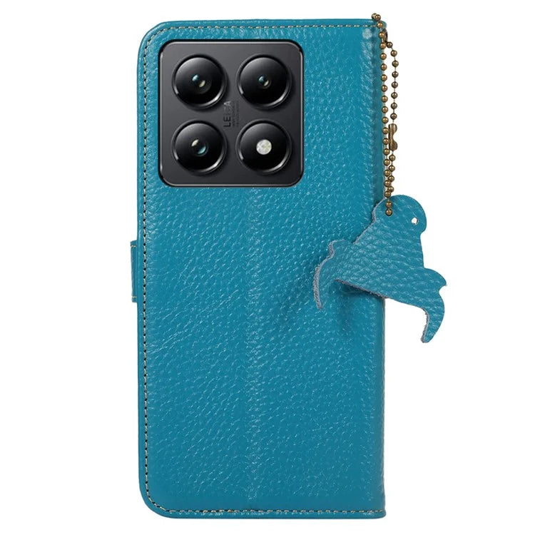 For Xiaomi 14T Pro Case RFID Blocking Litchi Texture Genuine Cow Leather Phone Cover