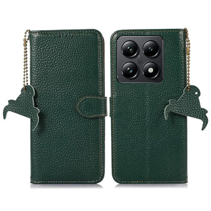 For Xiaomi 14T Pro Case RFID Blocking Litchi Texture Genuine Cow Leather Phone Cover