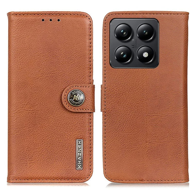 KHAZNEH For Xiaomi 14T Pro Wallet Case Cowhide Texture Leather Flip Phone Cover