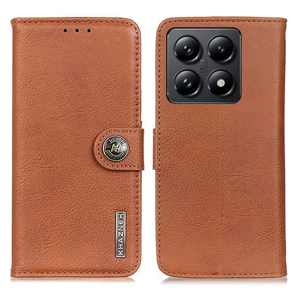 KHAZNEH For Xiaomi 14T Pro Wallet Case Cowhide Texture Leather Flip Phone Cover