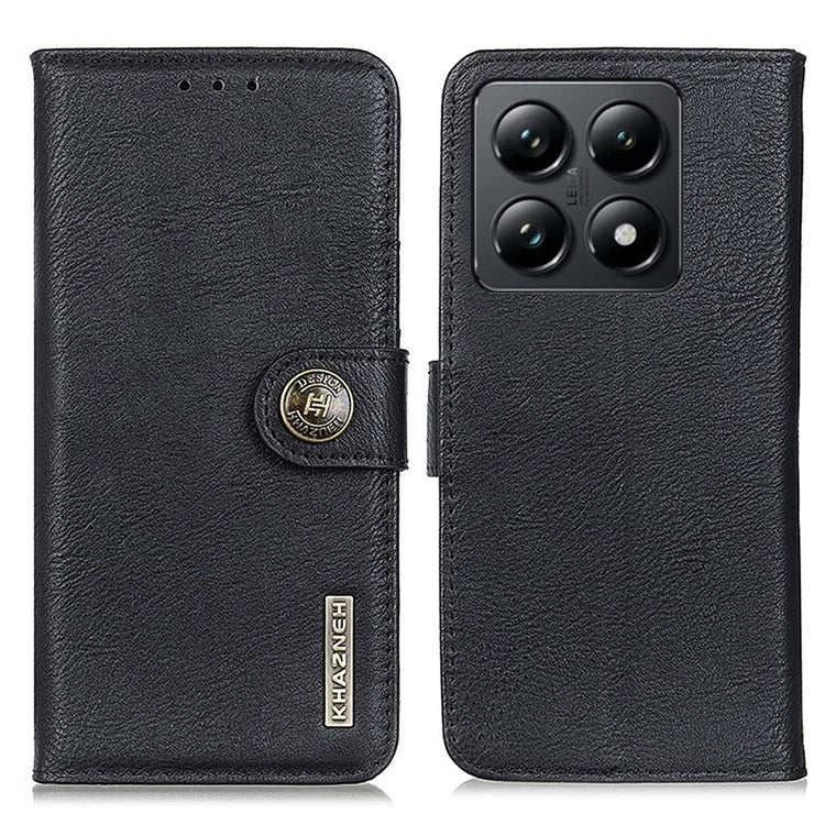 KHAZNEH For Xiaomi 14T Pro Wallet Case Cowhide Texture Leather Flip Phone Cover