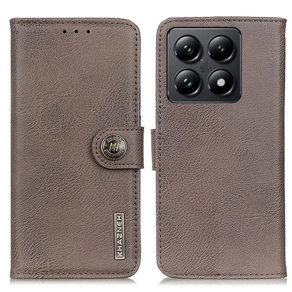 KHAZNEH For Xiaomi 14T Pro Wallet Case Cowhide Texture Leather Flip Phone Cover