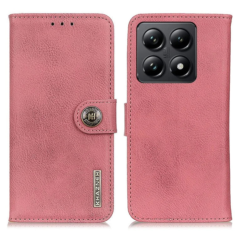 KHAZNEH For Xiaomi 14T Pro Wallet Case Cowhide Texture Leather Flip Phone Cover