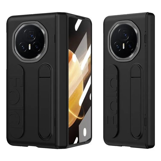 For Honor Magic V3 5G Case Kickstand Wristband PC Phone Cover with Tempered Glass Film