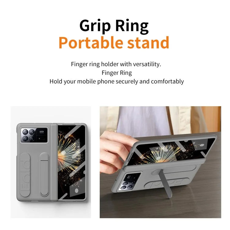 For Xiaomi Mix Fold 3 5G Case Kickstand Wristband PC Phone Cover with Tempered Glass Film