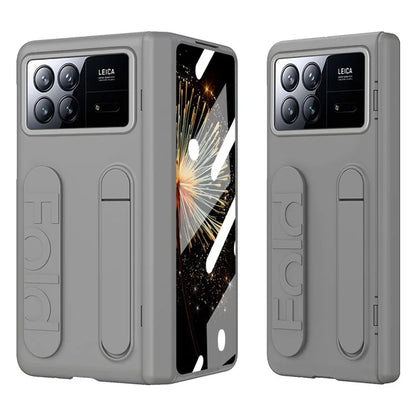 For Xiaomi Mix Fold 3 5G Case Kickstand Wristband PC Phone Cover with Tempered Glass Film