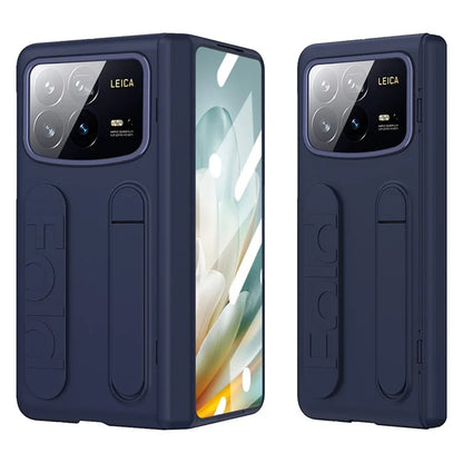 For Xiaomi Mix Fold 4 5G Case Kickstand Wristband PC Phone Cover with Tempered Glass Film