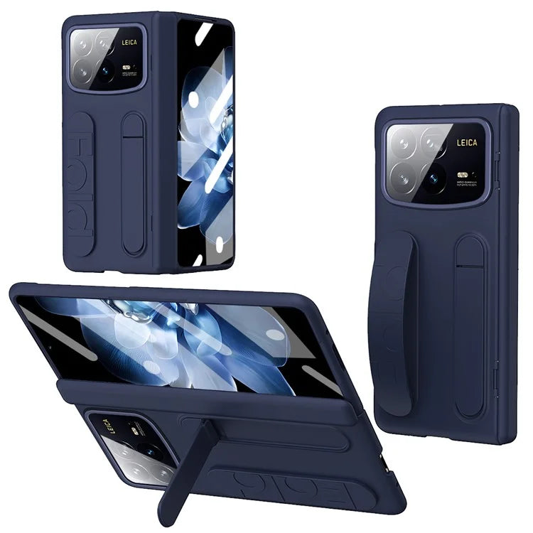 For Xiaomi Mix Fold 4 5G Case Kickstand Wristband PC Phone Cover with Tempered Glass Film