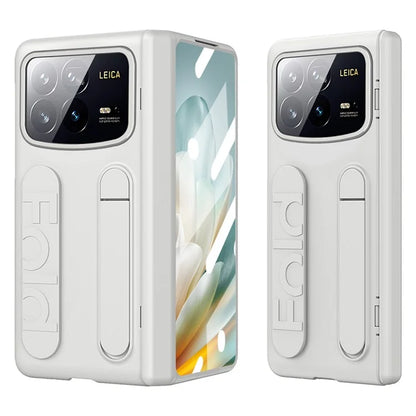 For Xiaomi Mix Fold 4 5G Case Kickstand Wristband PC Phone Cover with Tempered Glass Film