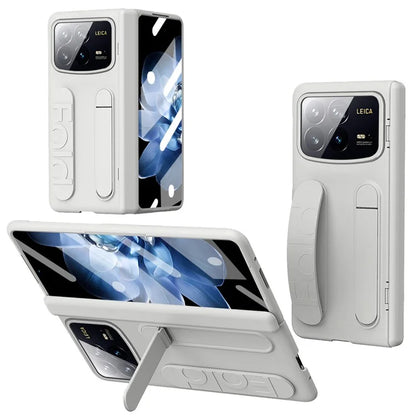 For Xiaomi Mix Fold 4 5G Case Kickstand Wristband PC Phone Cover with Tempered Glass Film