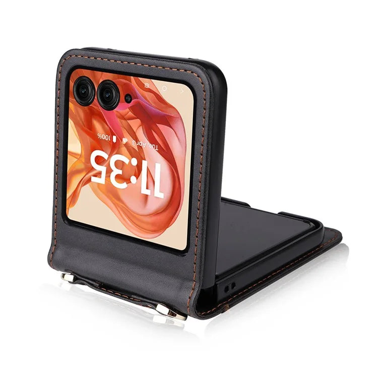 For Motorola Razr 50 5G / Razr 2024 5G Case Card Slots Leather Phone Cover with Lanyard