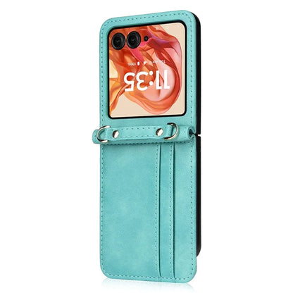 For Motorola Razr 50 5G / Razr 2024 5G Case Card Slots Leather Phone Cover with Lanyard