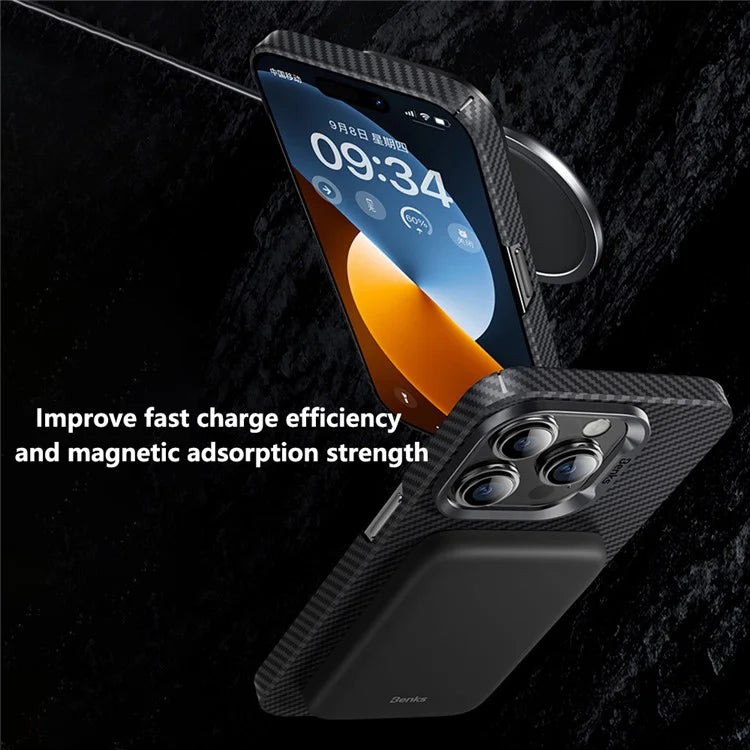 BENKS For iPhone 16 Pro Max Magnetic Case 600D Kevlar Aramid Fiber Phone Cover