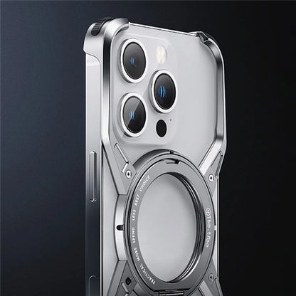 For iPhone 16 Pro Max Case Kickstand Frameless Aluminum Alloy Bumper Phone Cover