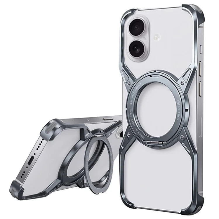 For iPhone 16 Case Kickstand Frameless Aluminum Alloy Bumper Phone Cover