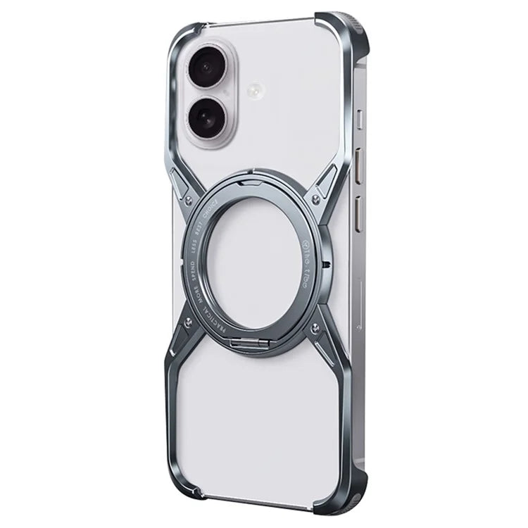 For iPhone 16 Case Kickstand Frameless Aluminum Alloy Bumper Phone Cover