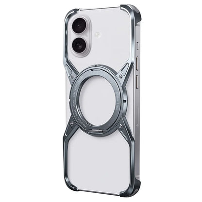 For iPhone 16 Case Kickstand Frameless Aluminum Alloy Bumper Phone Cover