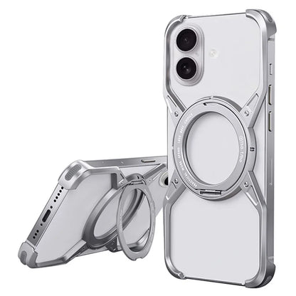 For iPhone 16 Case Kickstand Frameless Aluminum Alloy Bumper Phone Cover